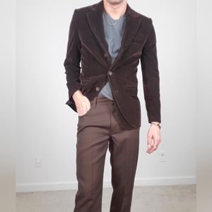 Men's Velvet blazer double vent Chocolate brown Small